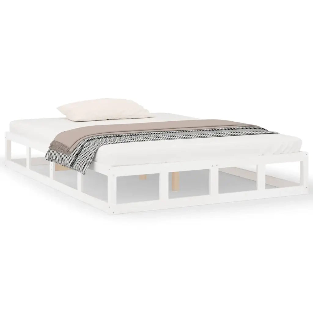 Letto matrimoniale | Letto per adulti | Giroletto Bianco 135x190 cm Double in legno Massello