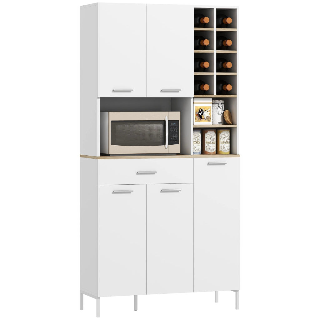 Armadio da Cucina con Ripiani Aperti, Fagottiera, Porte ¨C Minimal ¨C MDF Bianco 80x200x40
