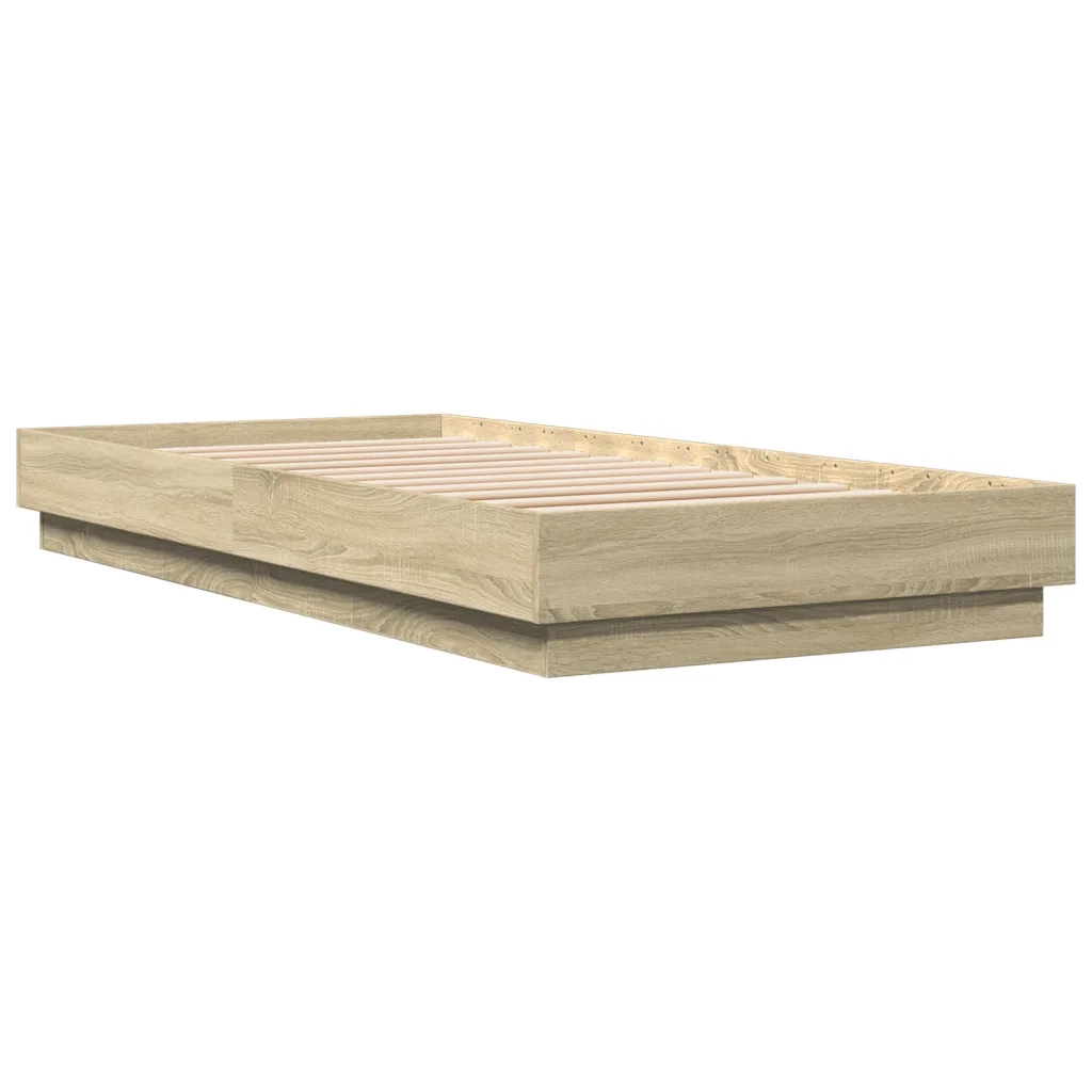 Letto singolo | Letto per adulti | Giroletto senza Materasso Rovere Sonoma 100x200cm in Truciolato