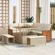 Set Divano da Giardino 9 pcs Beige e Crema polyrattan