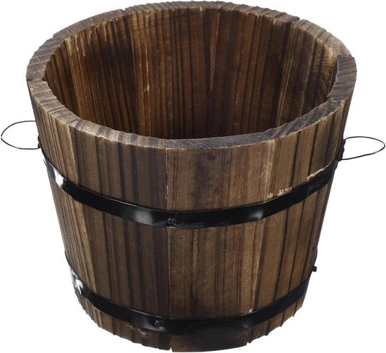 Bloempot in legno a forma di barile da whisky - pianta in vaso rotondo per il giardino - grande vaso per piante da interni e esterni - decorazione per giardino e terrazza - misura M