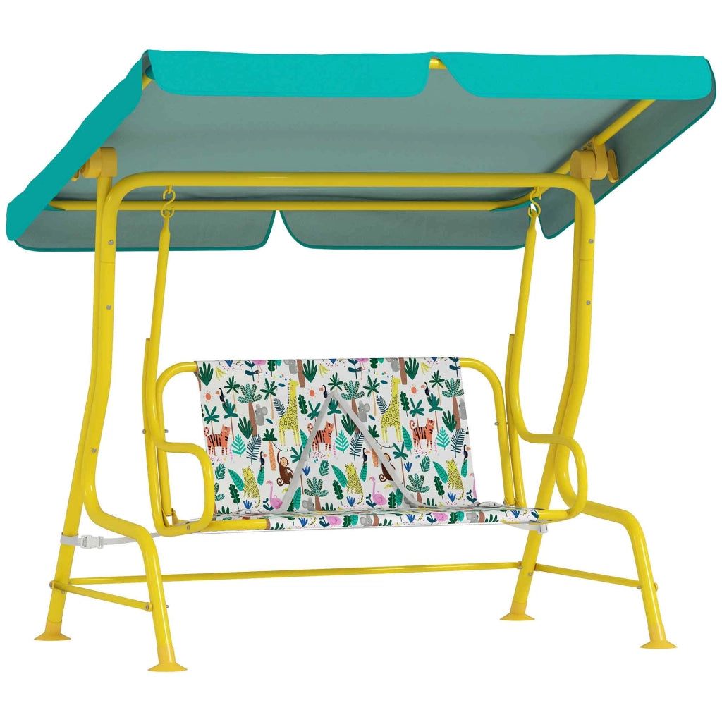 Altalena per bambini 2 posti con tetto regolabile ¨C zephmum ¨C Verde 112x75x120cm
