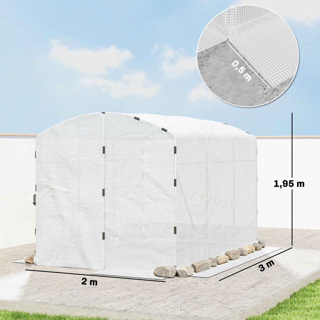 Serra tunnel da giardino 6m2 ¨C Xylo ¨C 300x200x195cm PE 220g/m2 bianco con porta