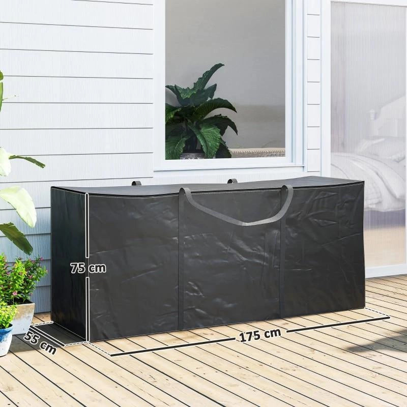 BORSA PORTAOGGETTI DA 720L CON 2 CERNIERE E MANIGLIE, IN TESSUTO OXFORD 600D, 175X55X75 CM, NERO