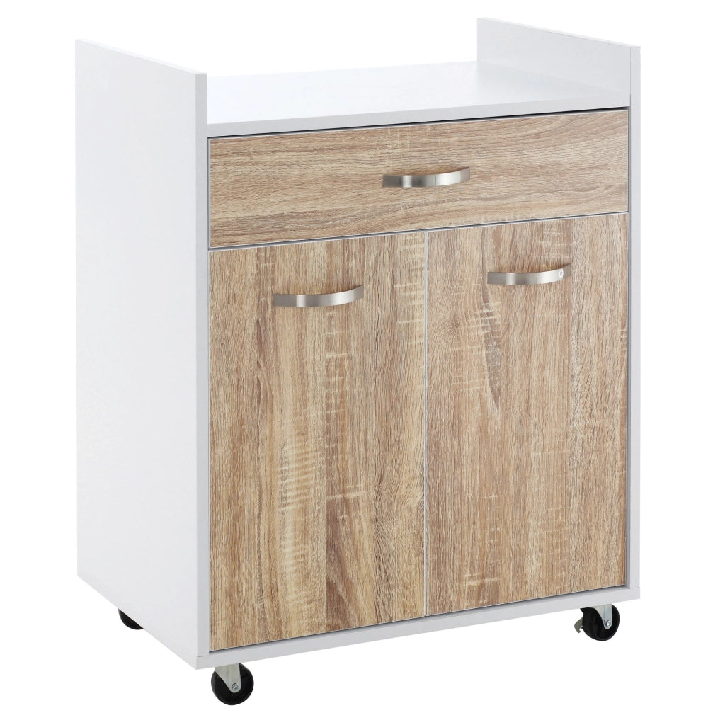 EasyComfort Carrello da Cucina Portavivande per Microonde con 4 Ruote, in Legno, 60x40x77cm - Rovere