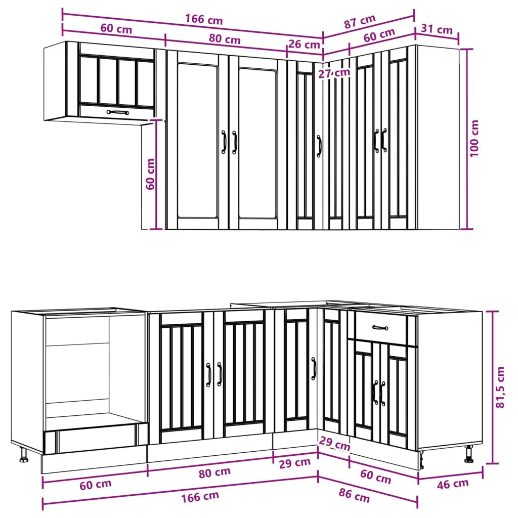 Unità Cucina LUCCA 8 pcs Nero Legno ingegnerizzato 3438478