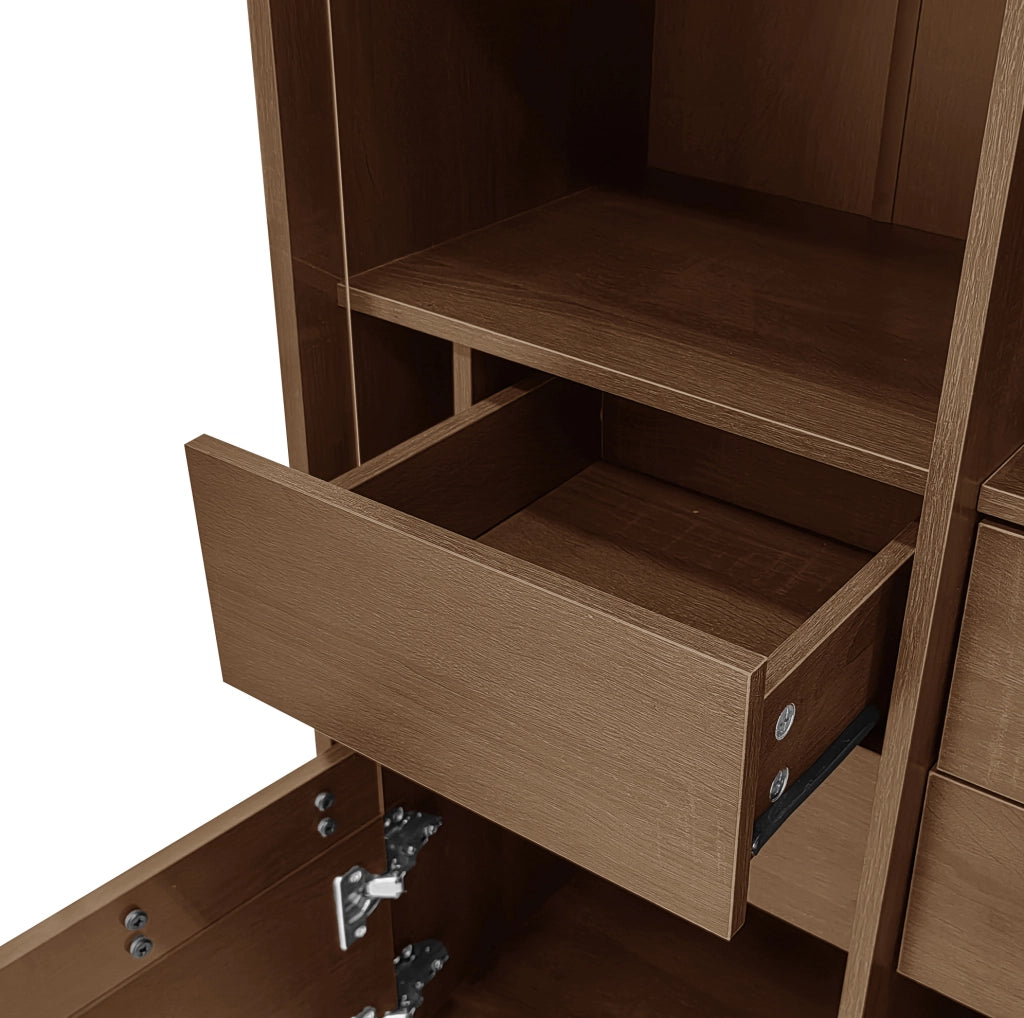 Vetrina contenitore con frontale in vetro e ripiani in MDF naturale