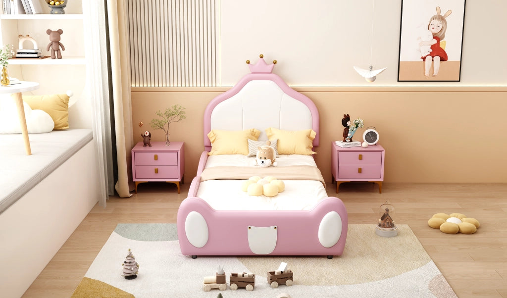 letto imbottito ecopelle rosa 90 x 200 cm