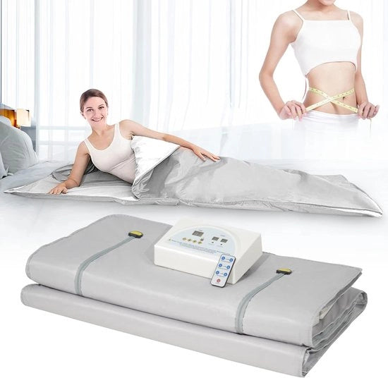 Sauna infrarossa a fascia con chiusura a cerniera e telecomando per sauna a casa - terapia di deetossicazione professionale e trattamento spa in casa - 650 W