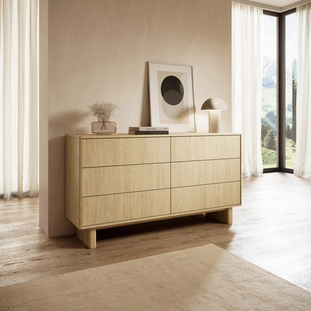 Madia Hasimi, Credenza 6 Cassetti, 154x38x83h cm Marrone Rovere