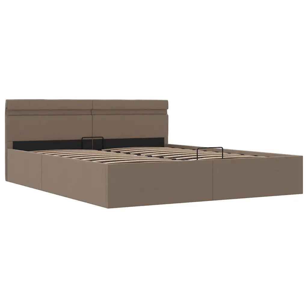Giroletto Idraulico Contenitore LED-Struttura Letto Tortora Tessuto 160x200cm
