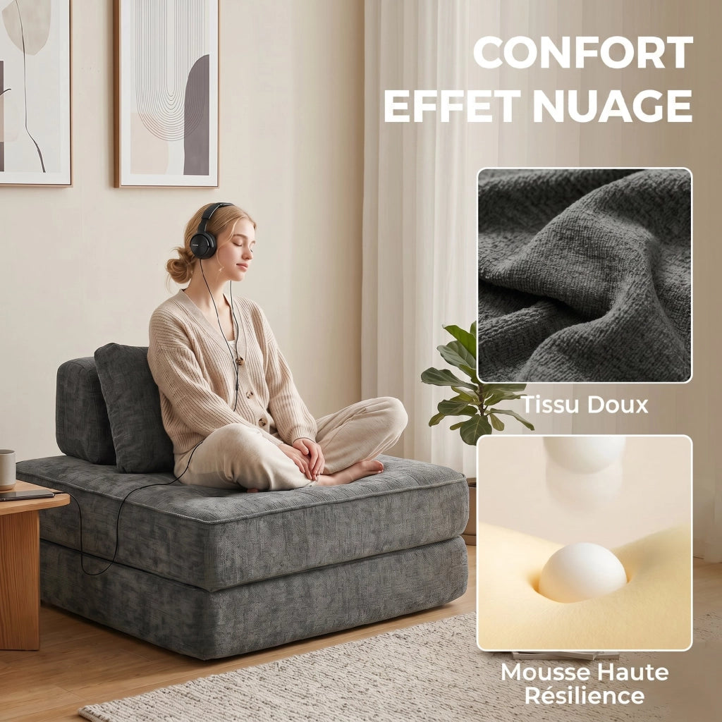 Divano letto 2 posti ¨C Xylo ¨C grigio con cuscino