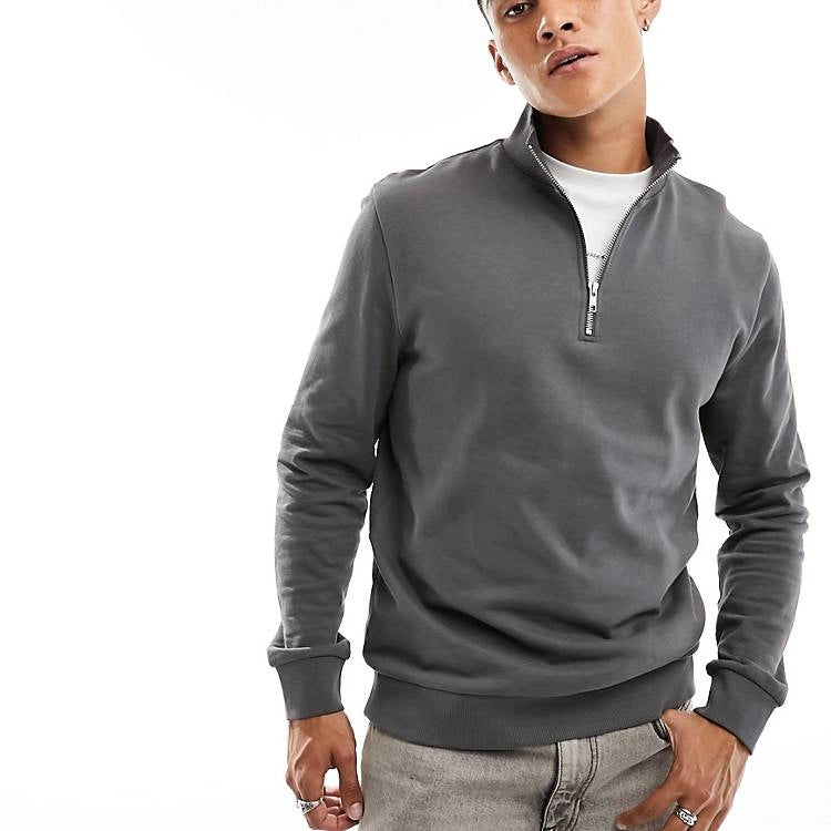 FELPA CON ZIP CORTA ANTRACITE Tg. L