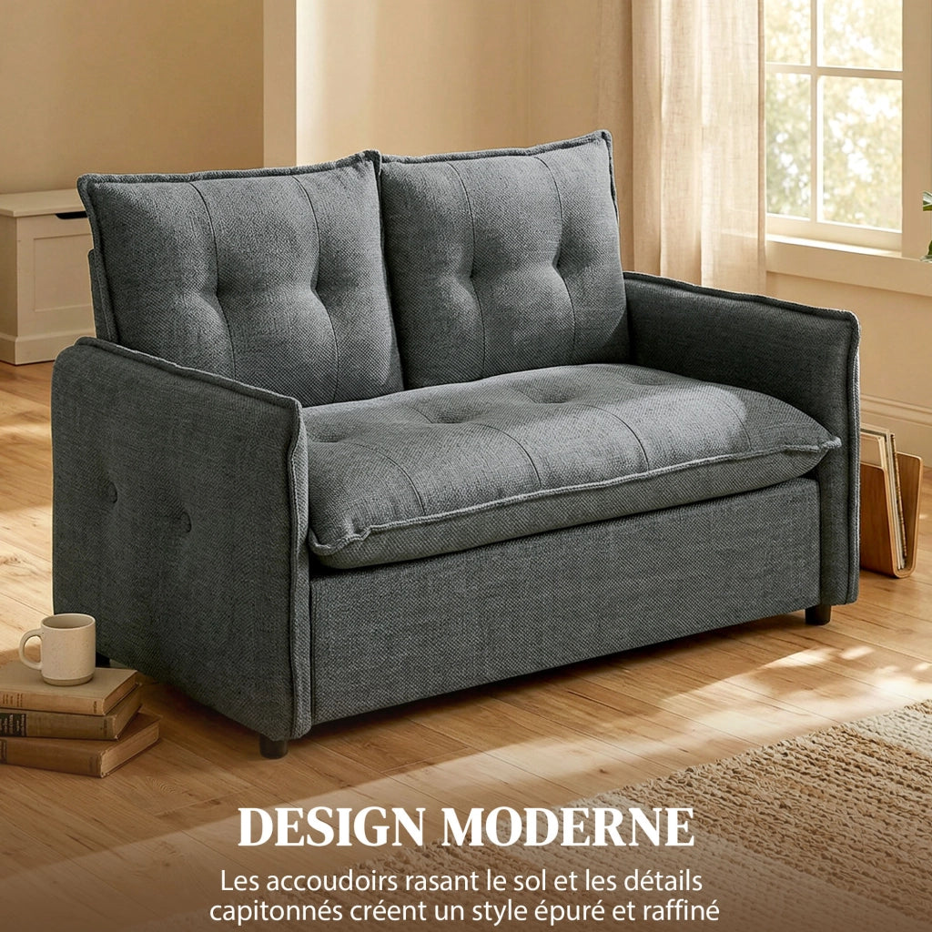 Divano 2 posti ¨C zephmum ¨C tessuto lino grigio scuro 131 cm