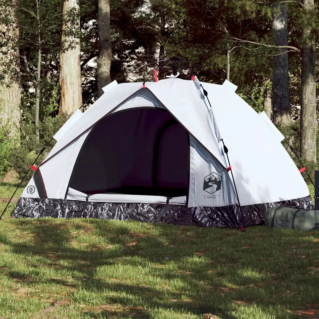 Tenda 3 Persone-Tenda da campeggio Bianca in Tessuto Oscurante a Rilascio Rapido 135322