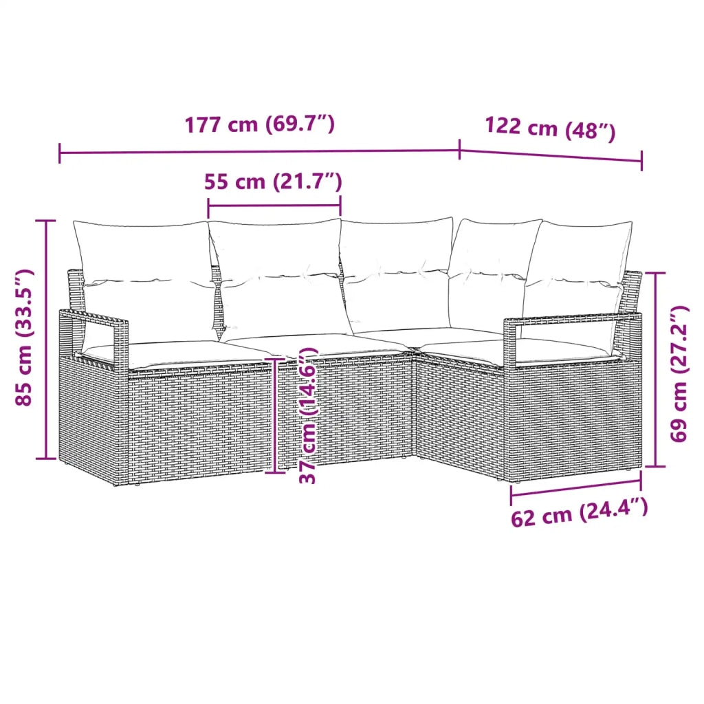 Set di divani 5 pcs Nero polyrattan 3346386