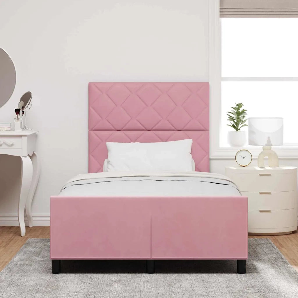 Letto a molle con testiera Rosa 120 x 200 cm Velluto