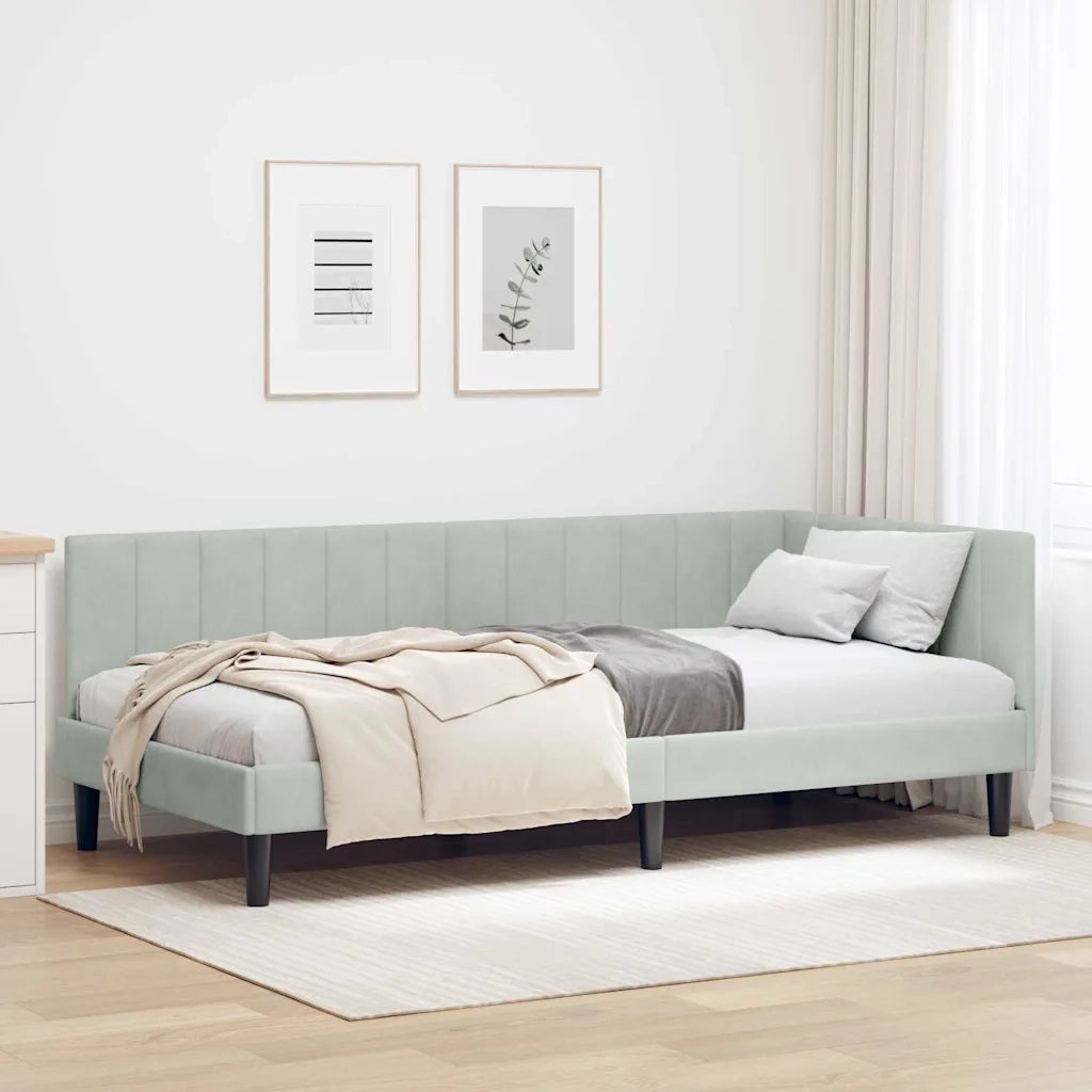 Cornice del letto ad angolo Grigio chiaro 90 cm x 190 cm