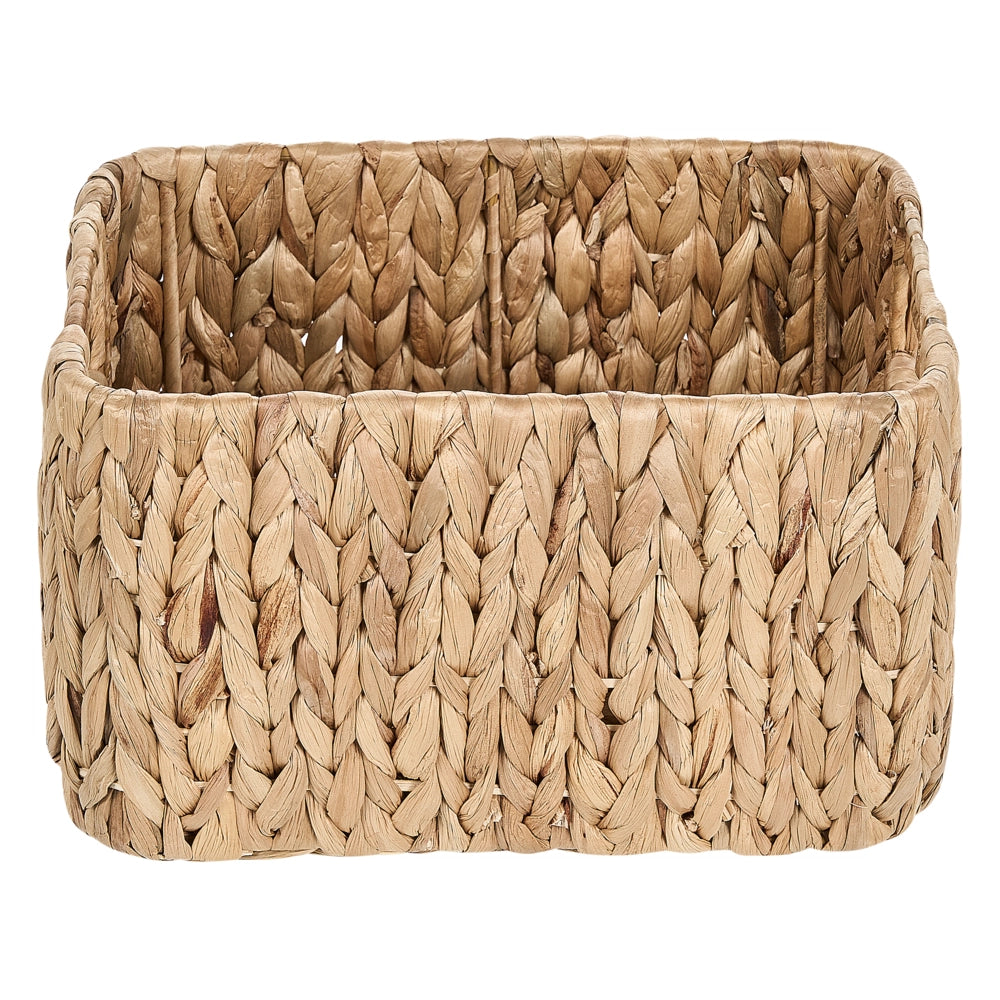 Set di 3 cestini portaoggetti in giacinto d'acqua chiaro fatti a mano maniglie scaffali design boho