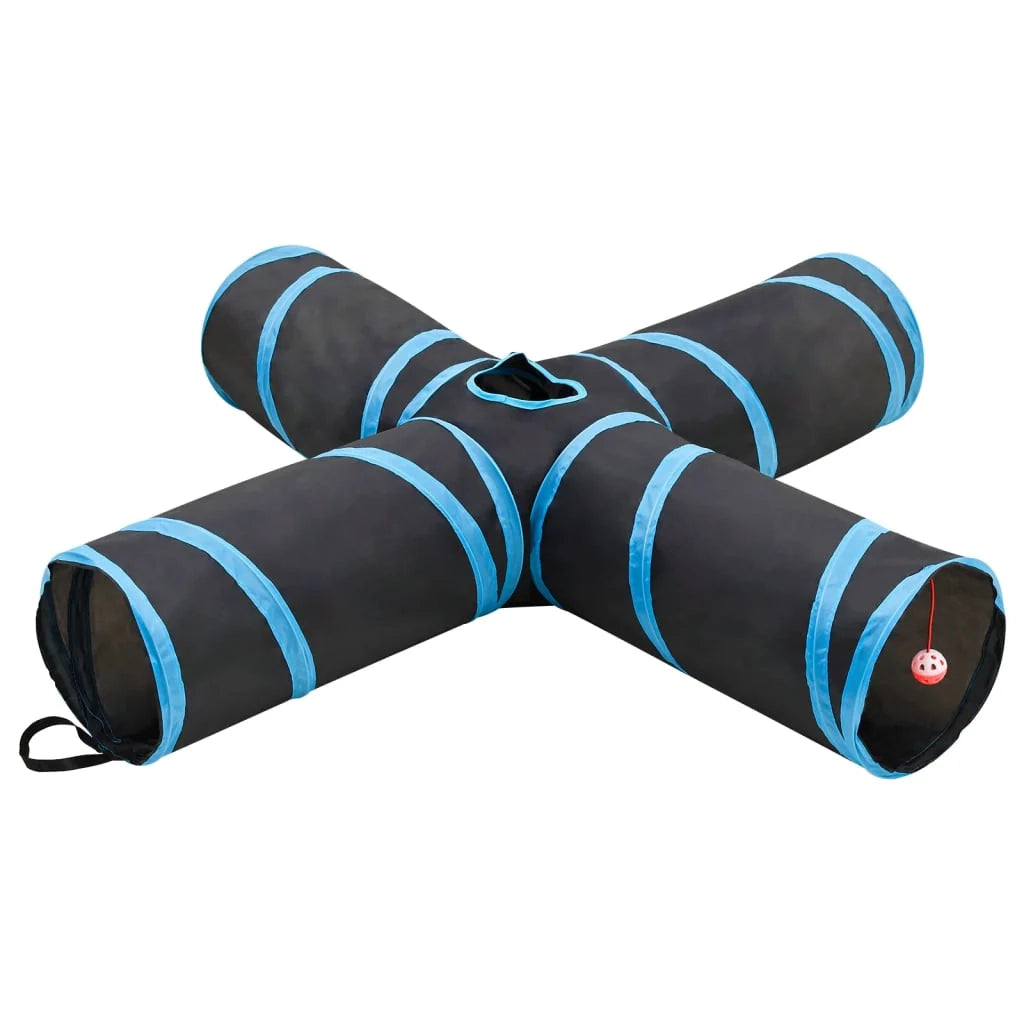 Tunnel per gatti a 4 vie 132 cm poliestere nero e blu 02_0005161