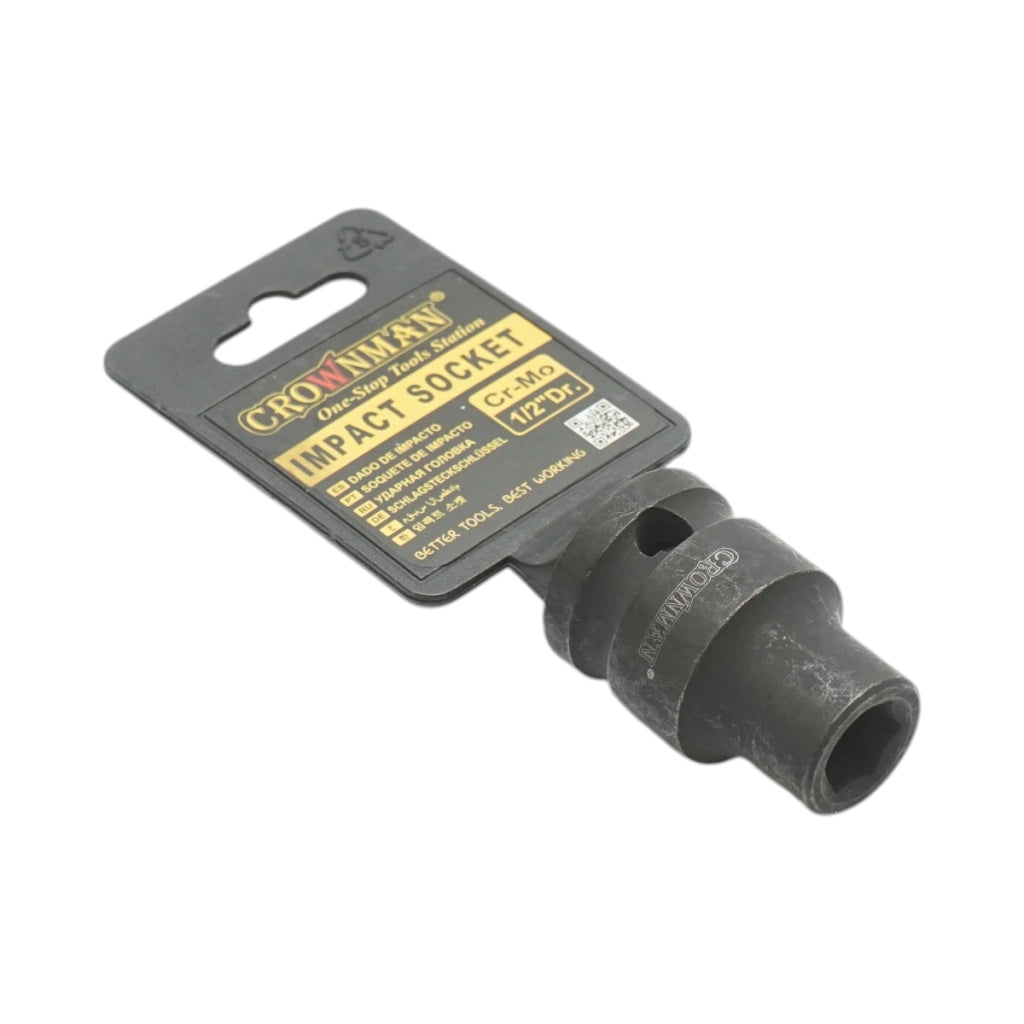 Chiave a bussola a impatto Crownman da 10 mm, attacco quadro da 1/2" in acciaio Cr-Mo