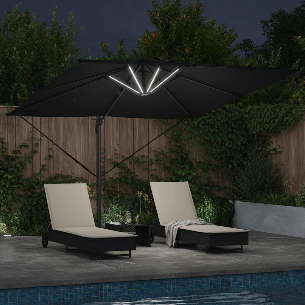 Ombrellone-Ombrello da giardino Nero 286 x 284 x 270 cm Alluminio e Poliestere