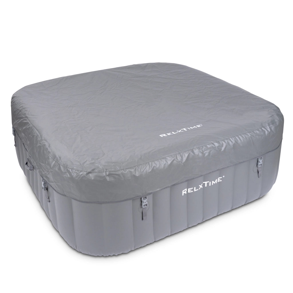 Spa gonfiabile quadrata 6 posti - RELXTIME - 130 getti - Grigio - Filtro e copertura inclusi