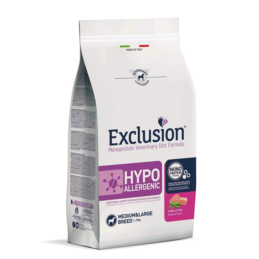 Exclusion Maiale & Piselli 12 kg Hypoallergenico per Cani Taglia Media e Grande
