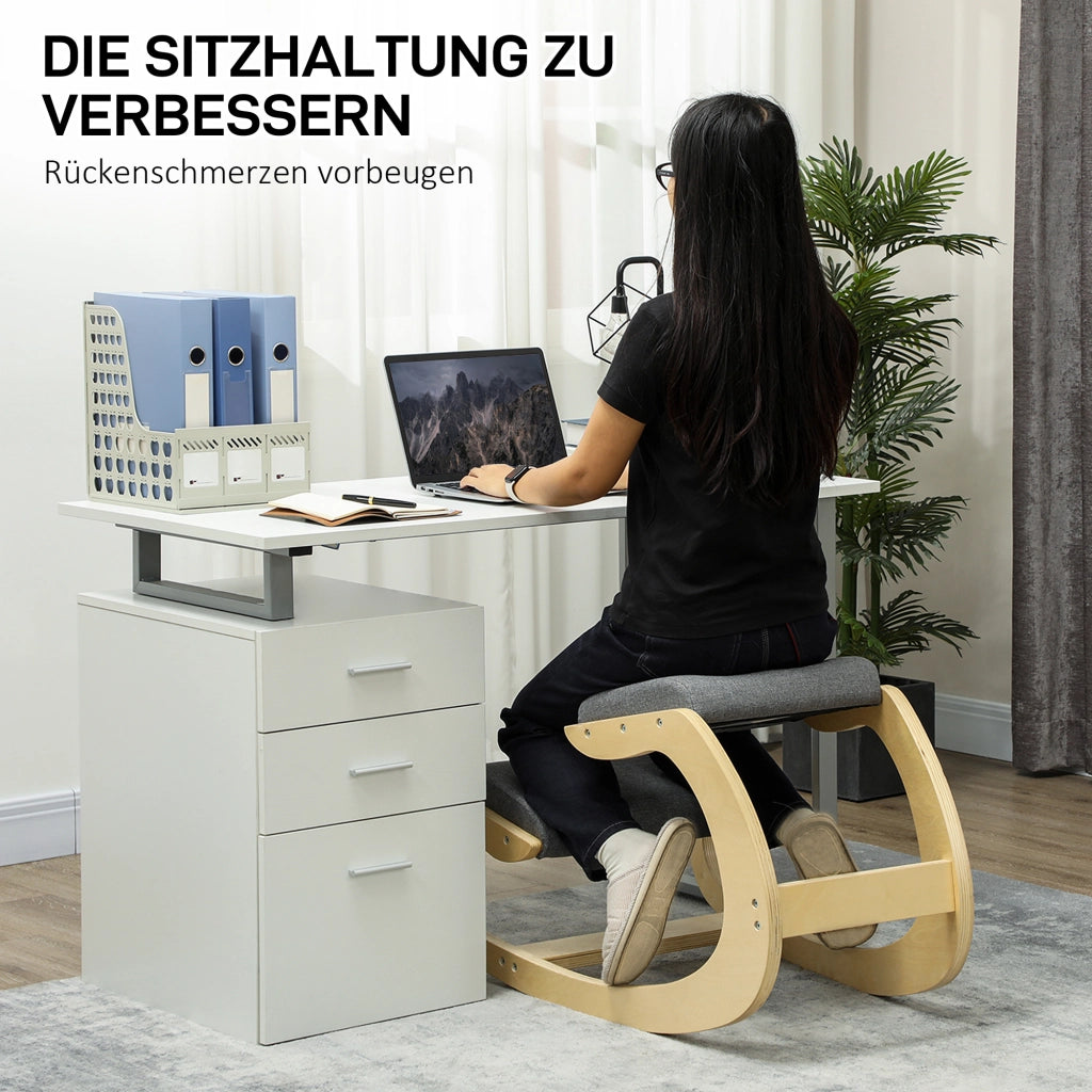 Sgabello ergonomico inginocchiato, sedia a dondolo inginocchiato, sedia da scrivania per ufficio domestico, per migliorare la postura, grigio