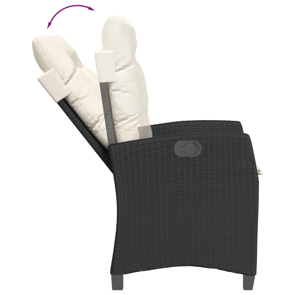 Set da Pranzo da Giardino 5 pz Nero con Cuscini in Polyrattan