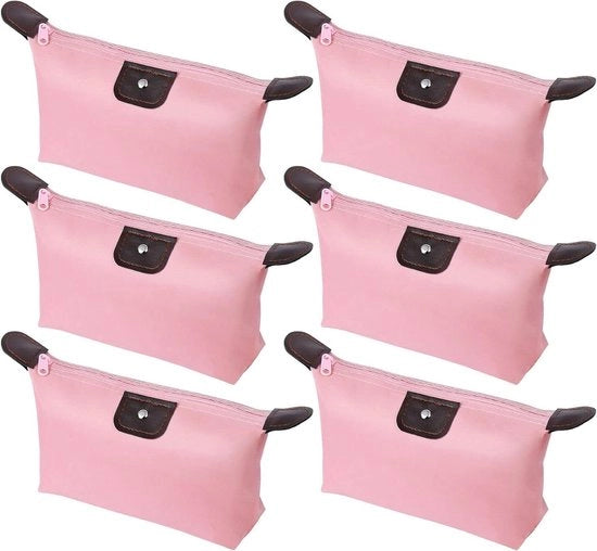 Borsa cosmetica grande capacità con chiusura a zip - organizzatore di viaggio portatile per donne - borsa impermeabile - rosa.