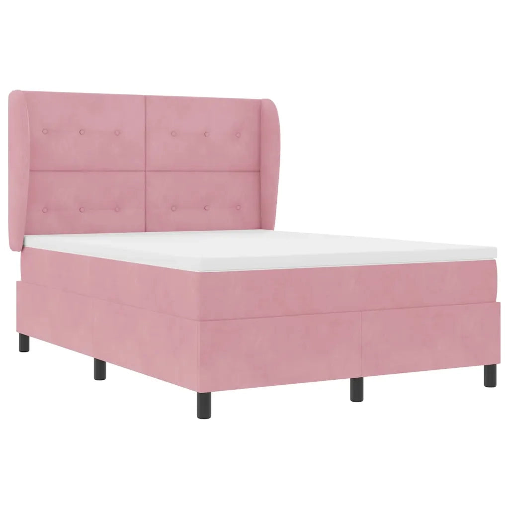 Letto a molle con materasso Rosa 200 x 140 cm Velluto 3340933