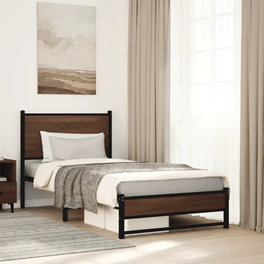 Giroletto senza Materasso-Struttura Letto in Metallo Rovere Marrone 90x200 cm 474670