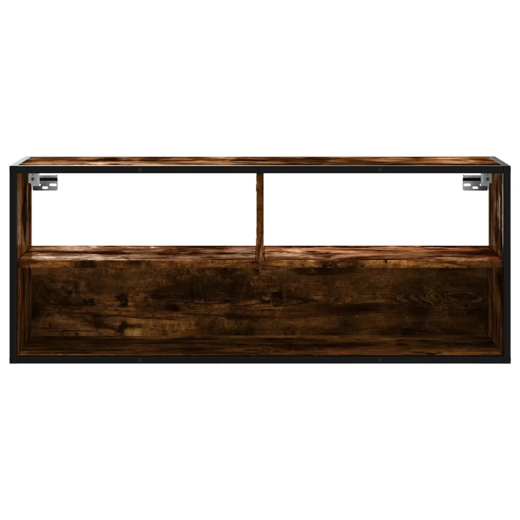 Mobile TV Rovere Fumo 100x31x39,5cm Legno Multistrato e Metallo 848936