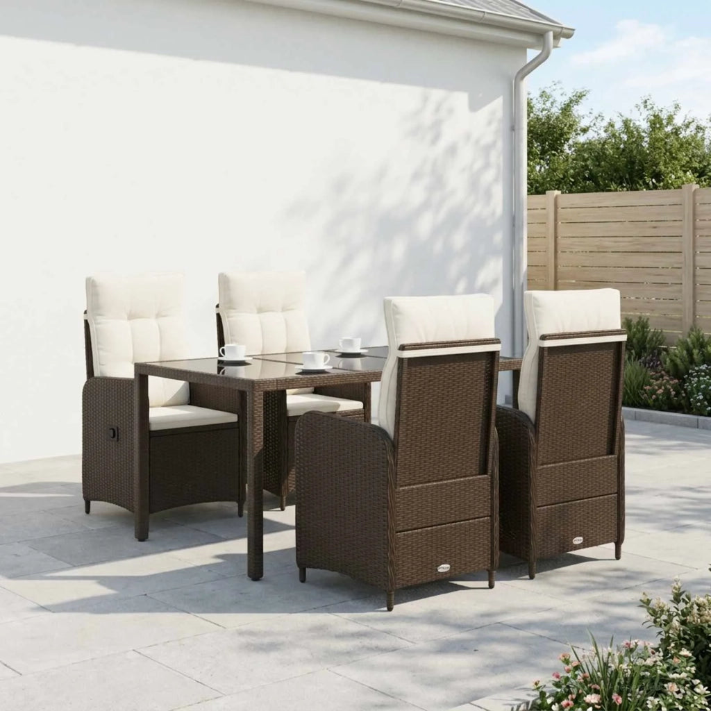 Set da pranzo per esterni 5 pz Marrone e Bianco Crema 3422314