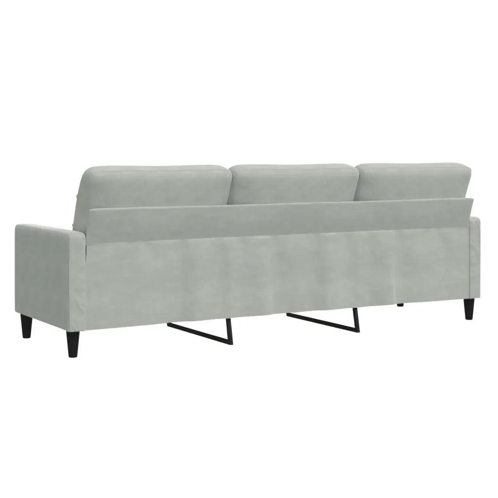 Divano a 3 Posti-Sofa 3 Posti Grigio Chiaro 210 cm in Velluto