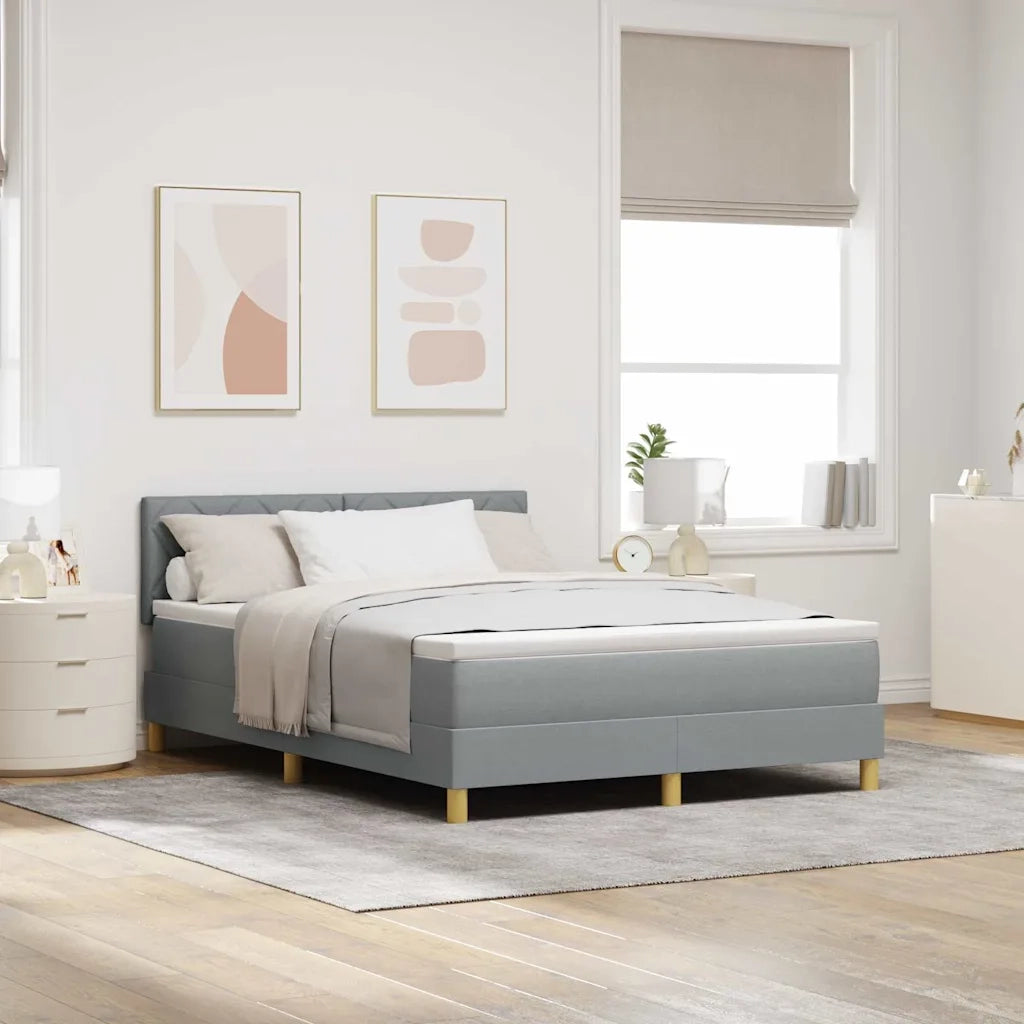 Letto a Sorgente LED Grigio chiaro 160 x 200 cm Tessuto 3342527