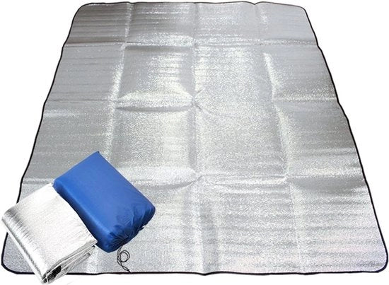 Foglia di alluminio doppio strato per tenda da picnic 200 x 150 cm - isolante e impermeabile - coperta da campeggio all'aperto - materassino isolante