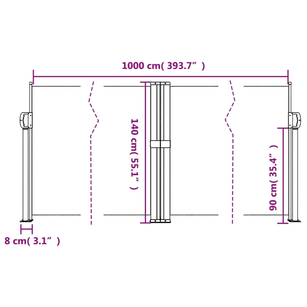 Tenda da Sole | Tenda parasole Laterale Retrattile Crema 140x1000 cm