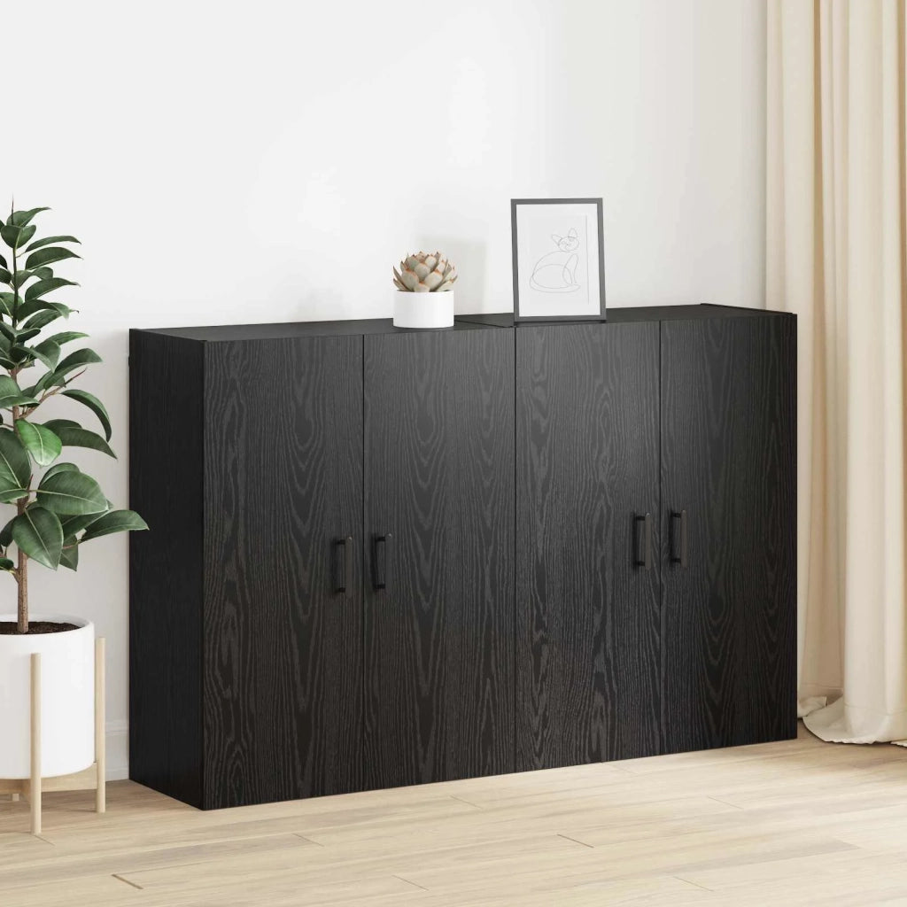 Armadietto a Muro | Mobiletto a muro 2 pz Rovere Nero 69,5 x 34 x 90 cm