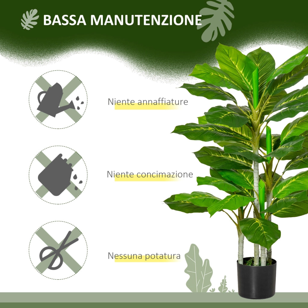 Pianta Artificiale H95 cm 33 Foglie con Vaso Verde