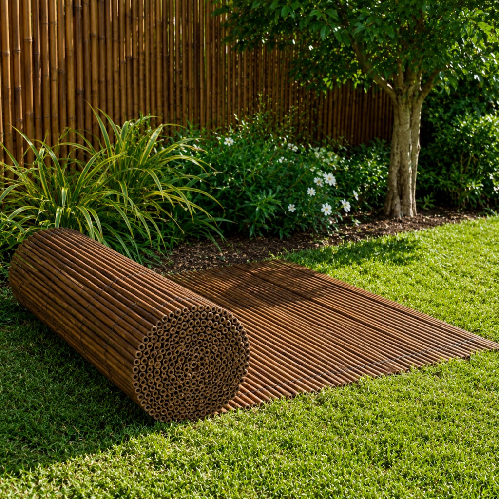 Arella In Bamboo Carbonizzato Ø 20-30 mm Recinzione Frangivista Ombreggiante Per Giardino Balcone Terrazzo Privacy Esterno Naturale  140 x 250 CM