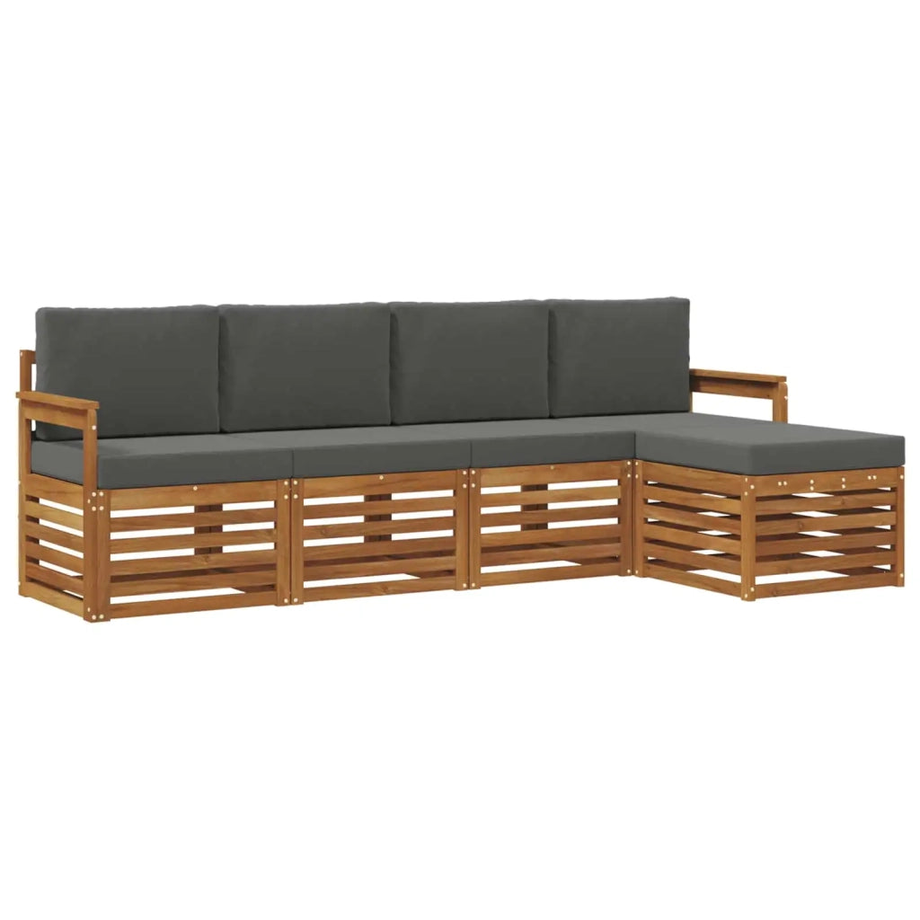 Set divani 5 pcs Naturale e Antracite Legno di Acacia Massello 3374637