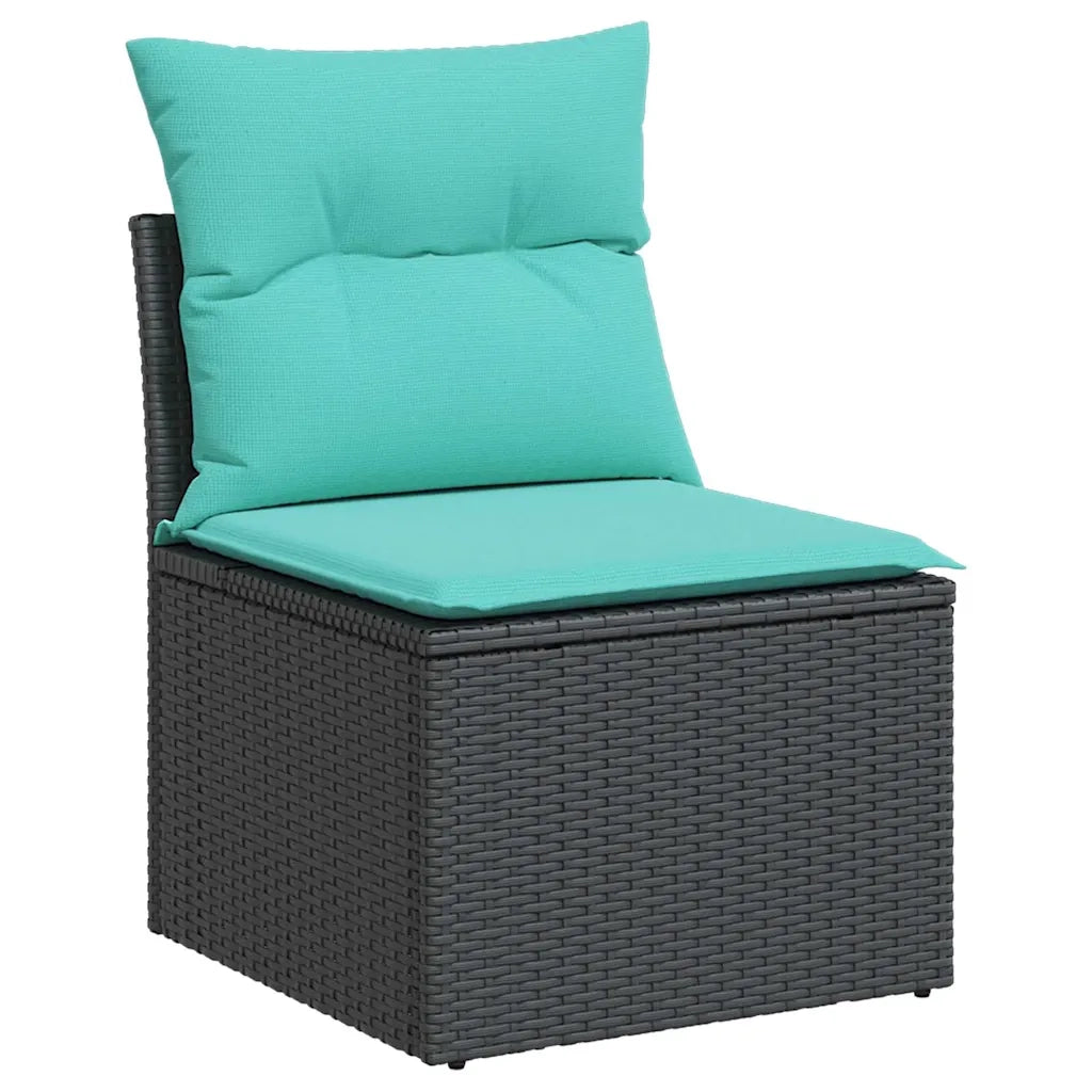 Set Divani da Giardino con Cuscini 7pz Nero Polyrattan 3326033