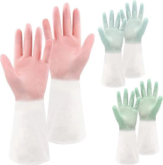 Sfregiatore e guanti da bucato riciclabili per uso domestico, 3 paia, adatti per cucina, giardino o bagno, taglia S