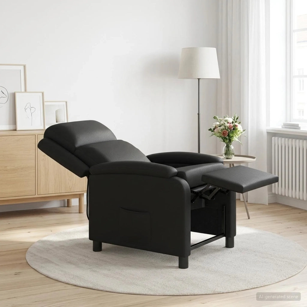 Divano Sedia-Poltrona reclinabile Nero Similpelle 305253