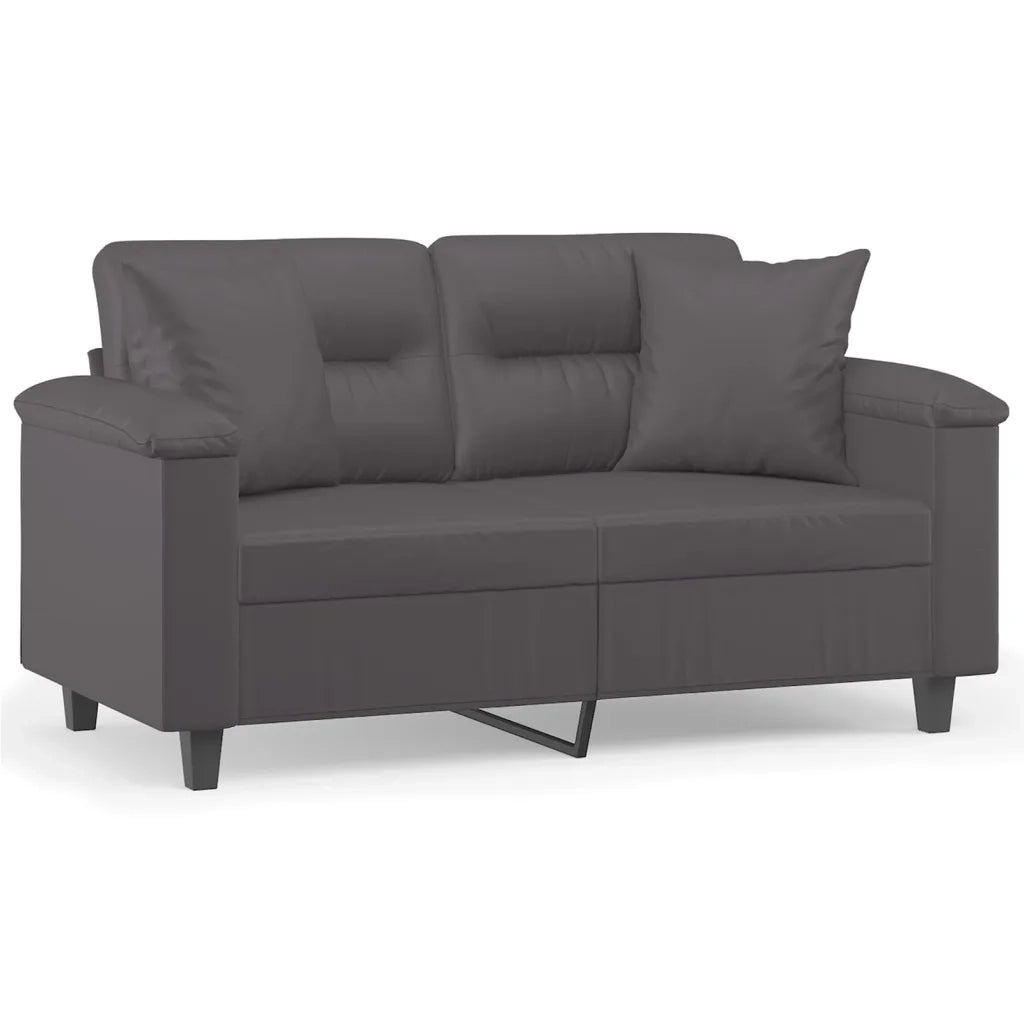 Divano a 2 Posti con Cuscini-Sofa 2 Posti con Cuscini Grigio 120 cm in Similpelle 133592