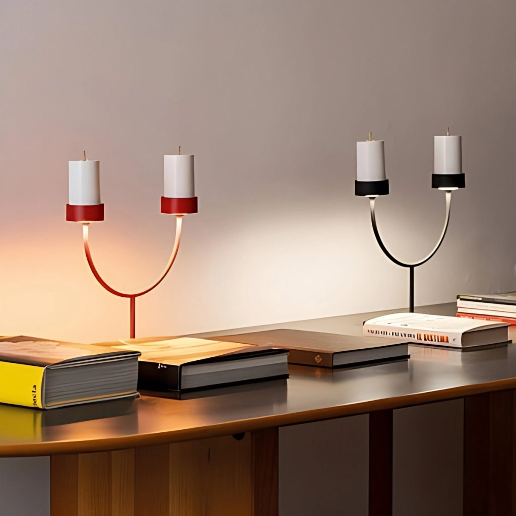 Perpetua Lampada da tavolo Double 2 bracci LED senza fili, ricaricabile, colore Rosso, CRI 90, IP54 per interni ed esterni, design iconico moderno