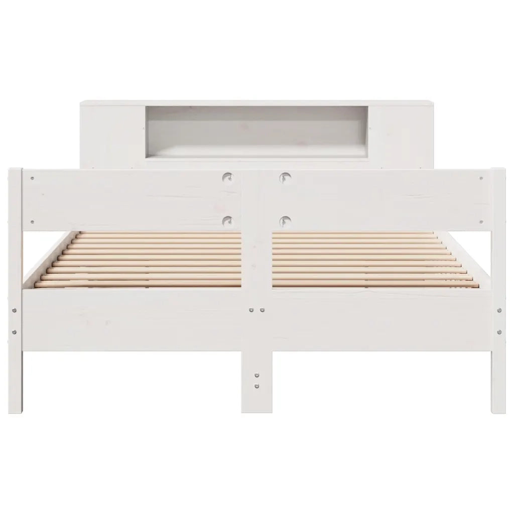 Letto Libreria senza Materasso Bianco 150x200 cm Legno di Pino 3322946