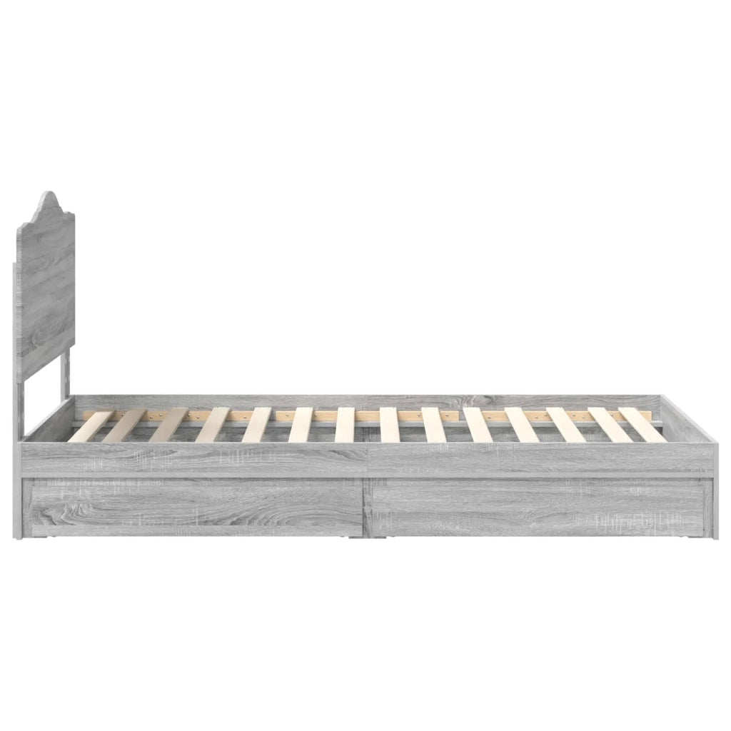 Letto con Contenitore con testiera-Struttura Letto con contenitore Grigio Sonoma 75 x 190 cm 877367